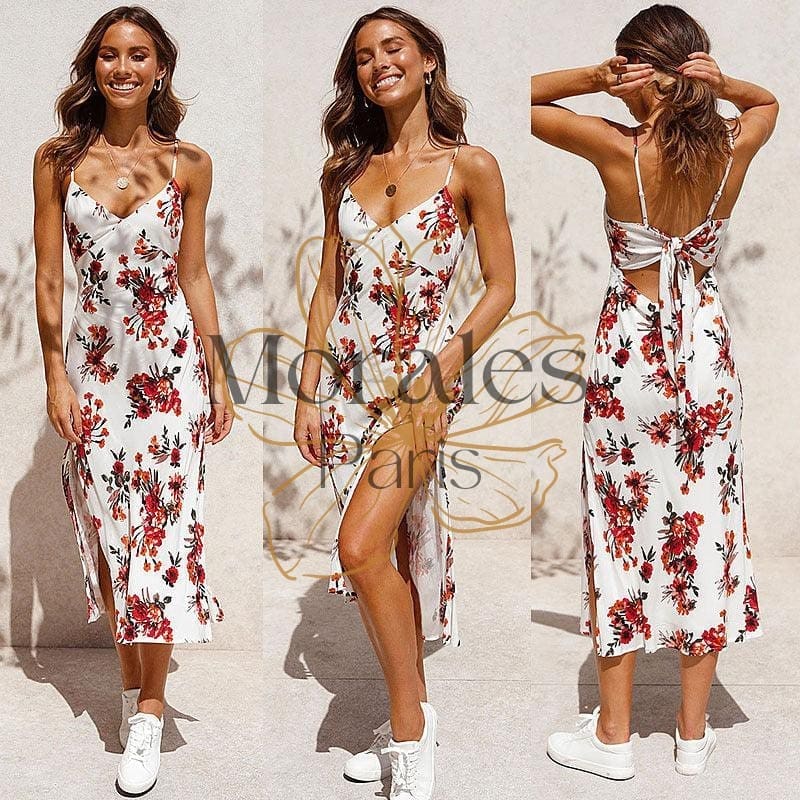 Robe Bohème Blanche À Bretelles Spaghetti - Image 8