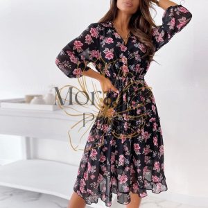 Robe Noire À Fleurs Roses