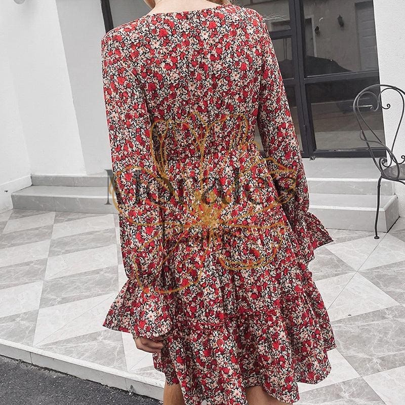 Robe Courte À Manches Longues Rouge – Image 7