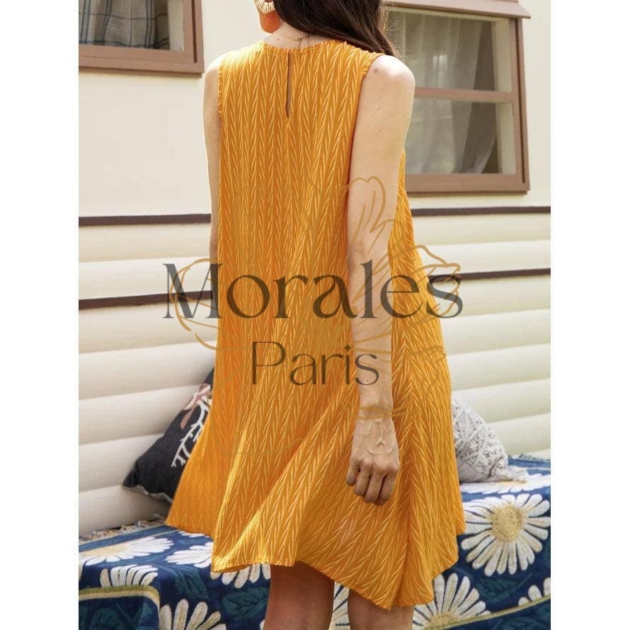 Robe Sans Manches Jaune Décontractée - Image 5