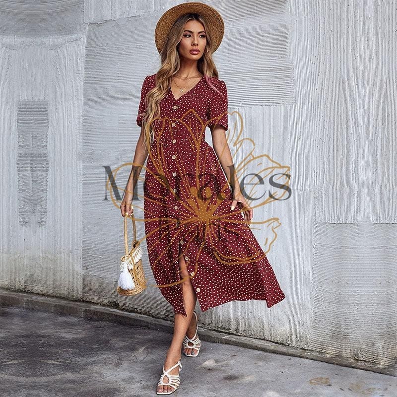 Robe Bohème Verte À Pois – Image 6