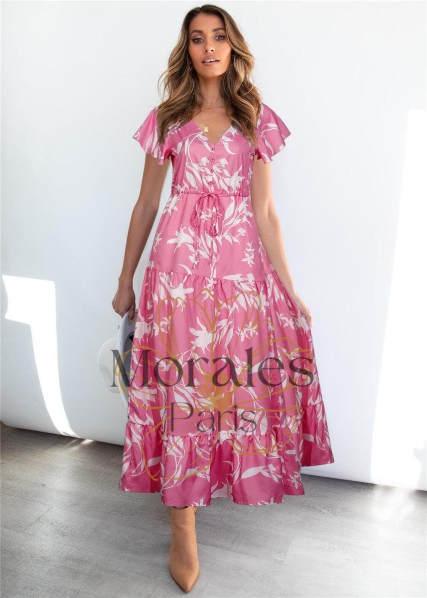 Robe De Bohème À Fleurs Rouges Et Blanches – Image 9