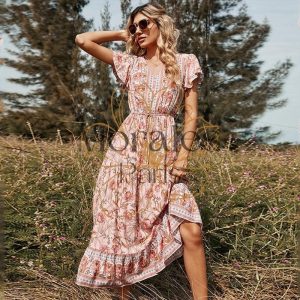 Robe Bohème Longue Rose