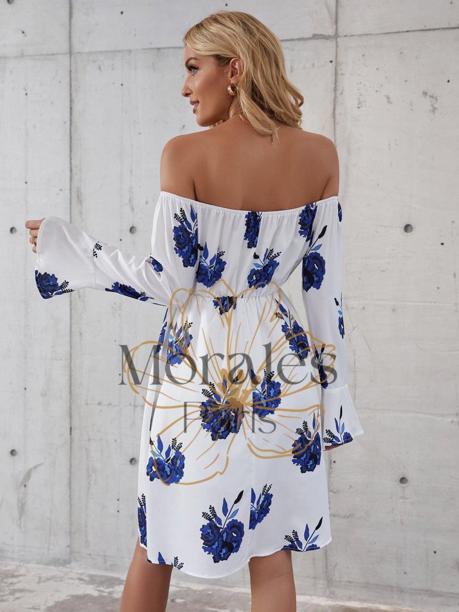 Robe D’Automne Blanche Et Bleue - Image 5