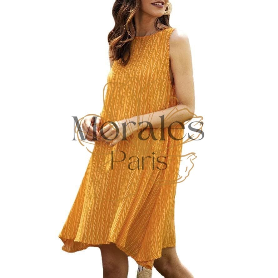 Robe Sans Manches Jaune Décontractée - Image 8