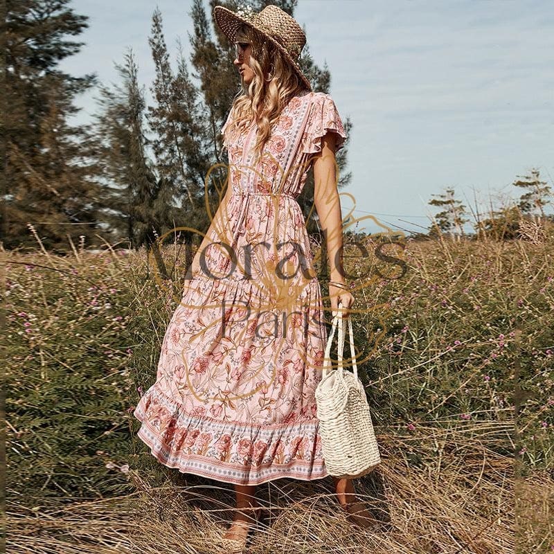 Robe Bohème Longue Rose – Image 6