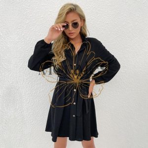 Robe Courte D’Été À Manches Longues