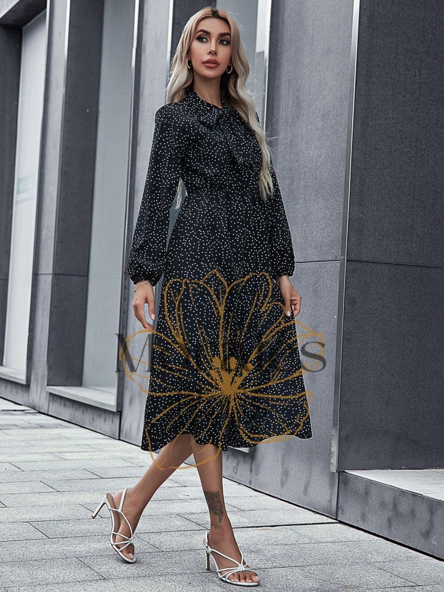 Robe Bohème À Pois Noirs Et Blancs - Image 5