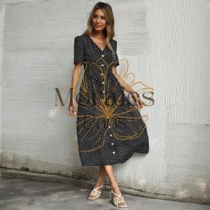 Robe Bohème Verte À Pois