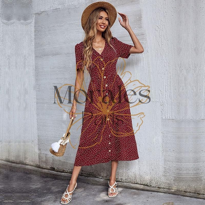 Robe Bohème Verte À Pois – Image 4