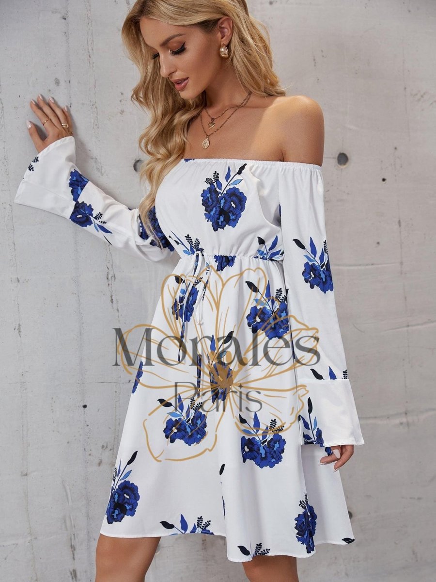 Robe D’Automne Blanche Et Bleue - Image 7