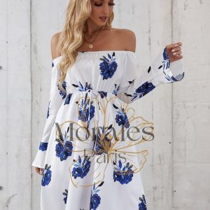 Robe D’Automne Blanche Et Bleue