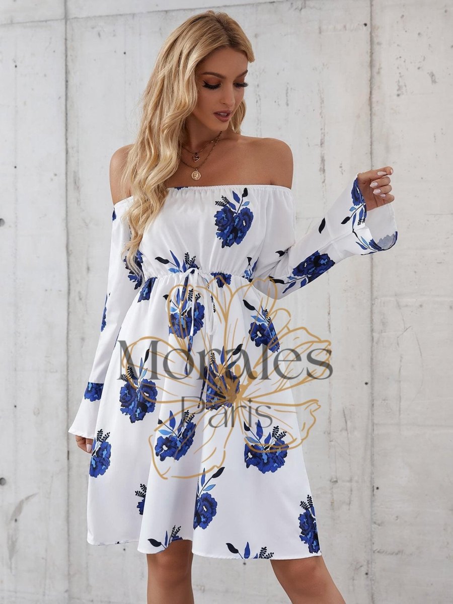 Robe D’Automne Blanche Et Bleue - Image 2