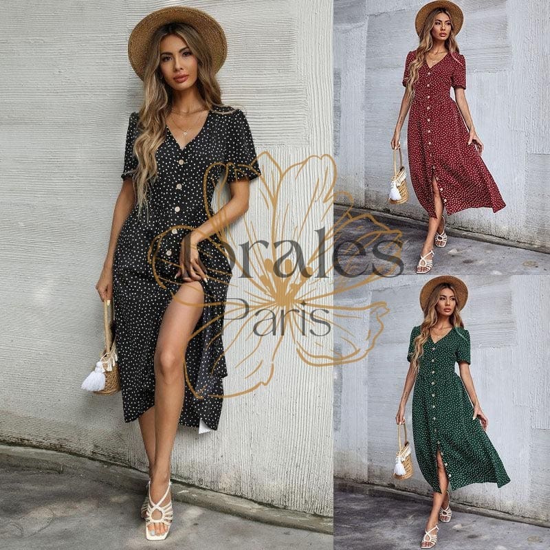 Robe Bohème Verte À Pois – Image 8