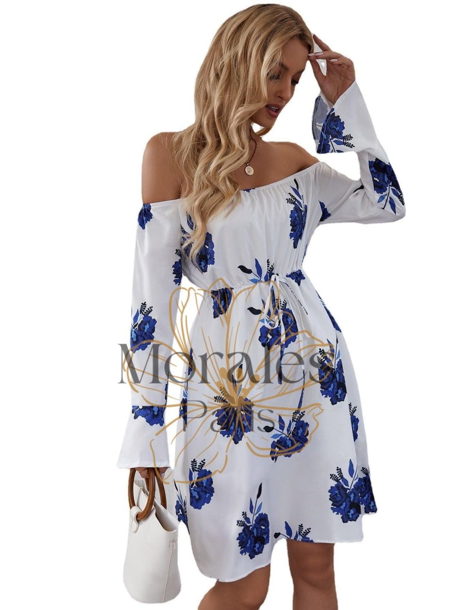 Robe D’Automne Blanche Et Bleue - Image 8