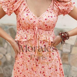 Robe De Demoiselle D’Honneur Rose Bohème