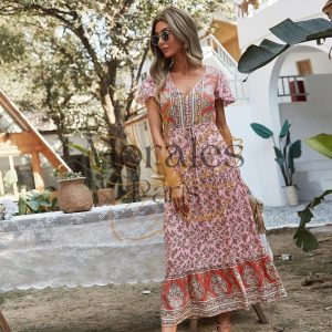 Robe Bohème Rose Romantique