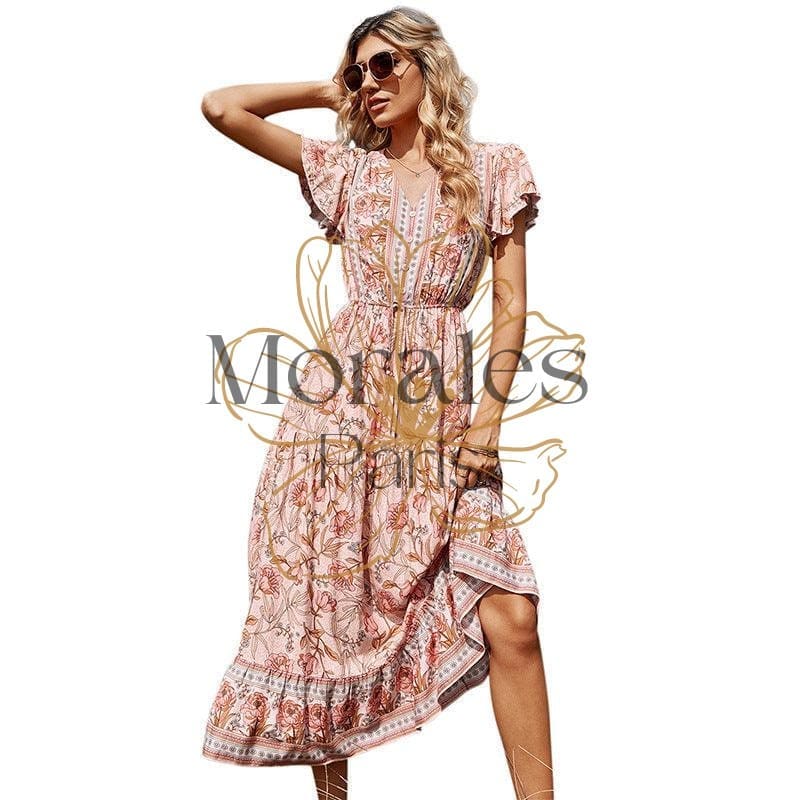 Robe Bohème Longue Rose – Image 8