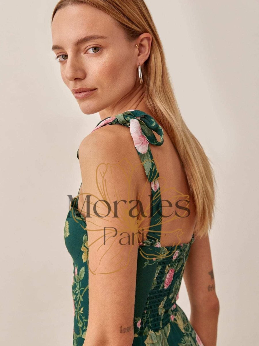 Robe Courte Bohème Décontractée Verte – Image 7