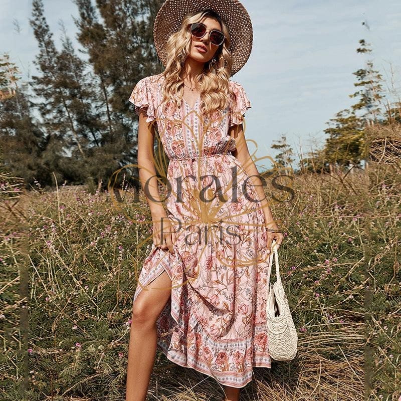 Robe Bohème Longue Rose – Image 5