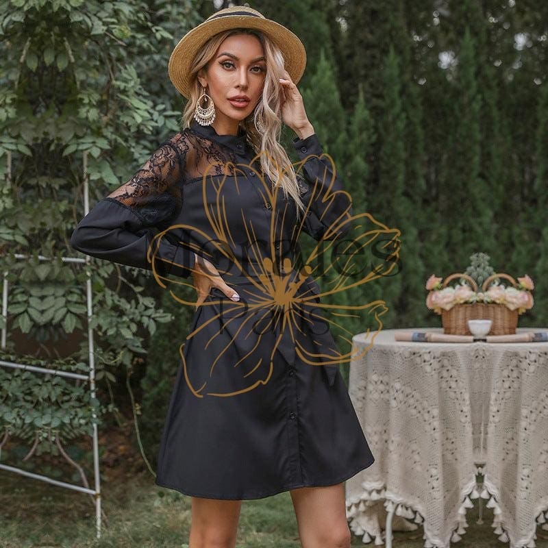 Robe Bohème À Col Roulé Noir – Image 2