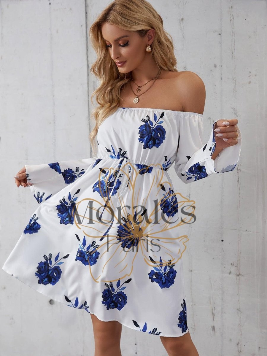 Robe D’Automne Blanche Et Bleue - Image 6