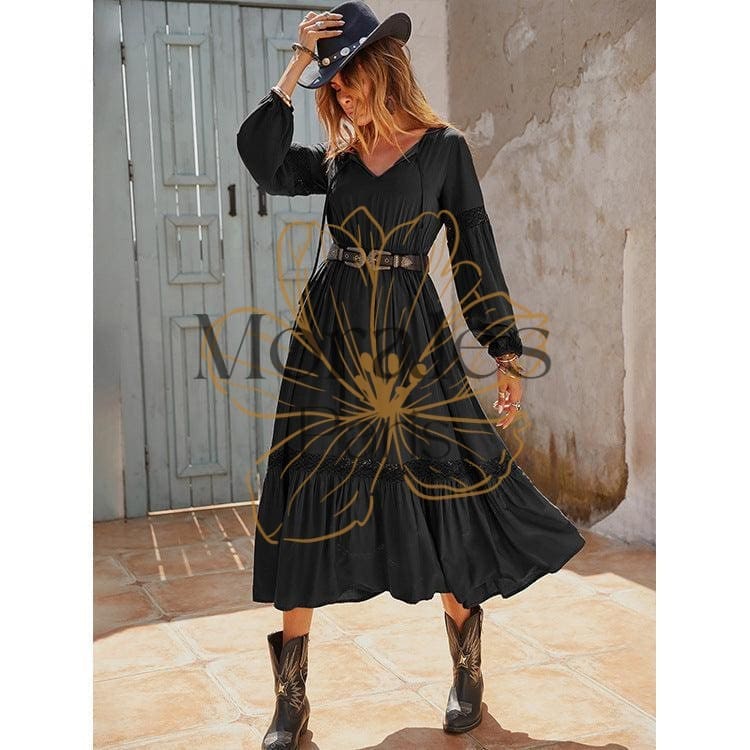 Robe Noire À Volants Style Bohème - Image 5