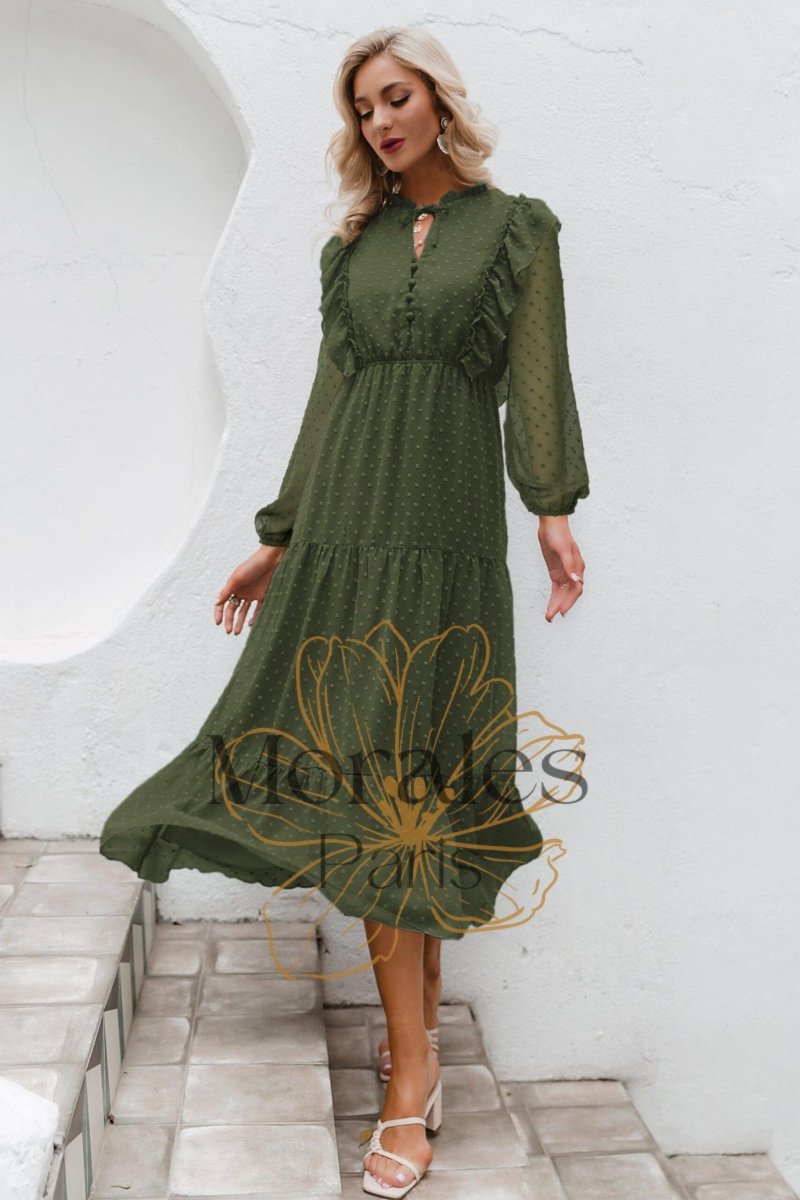 Robe Bohème Vert Olive – Image 6