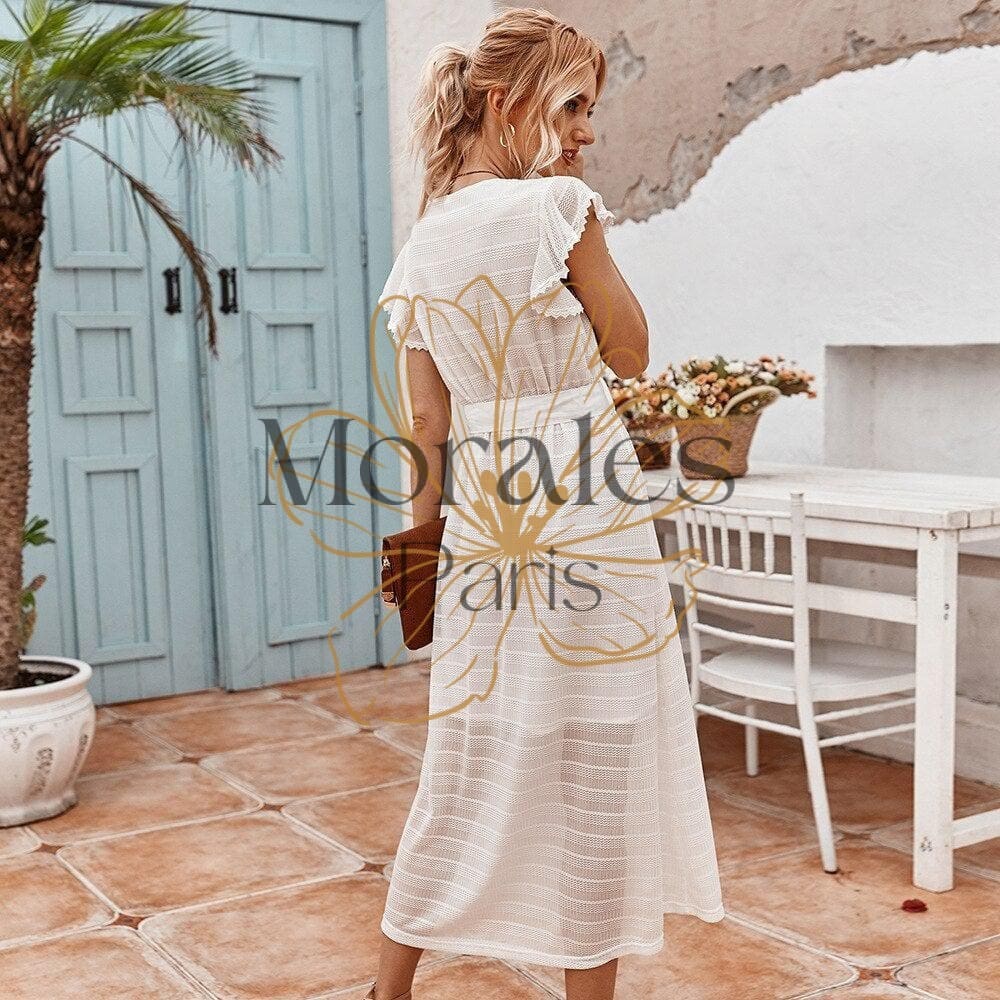 Robe Blanche Bohème A Lacets – Image 5