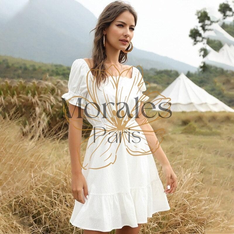 Robe Bohème Blanche Elégante - Image 6