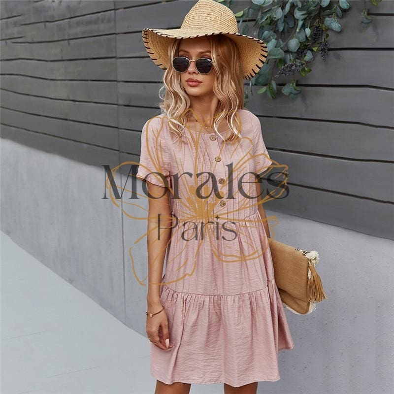 Robe Bohème Courte A Boutons – Image 6