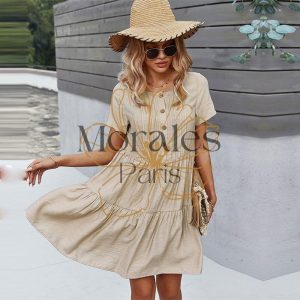 Robe Bohème Courte A Boutons