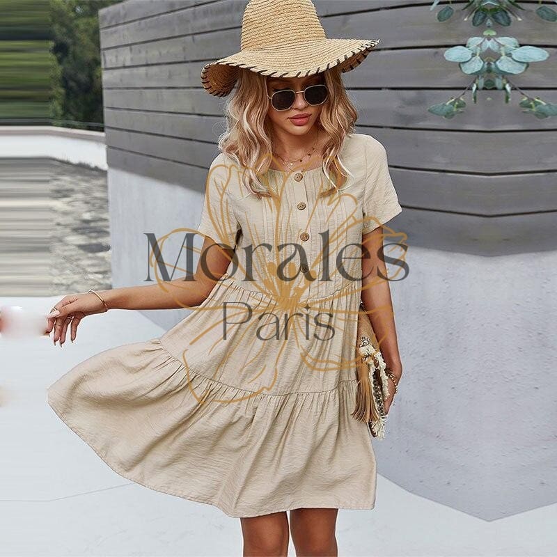 Robe Bohème Courte A Boutons – Image 2