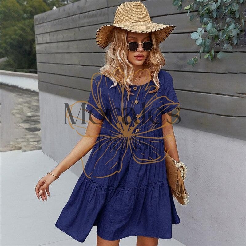 Robe Bohème Courte A Boutons – Image 4