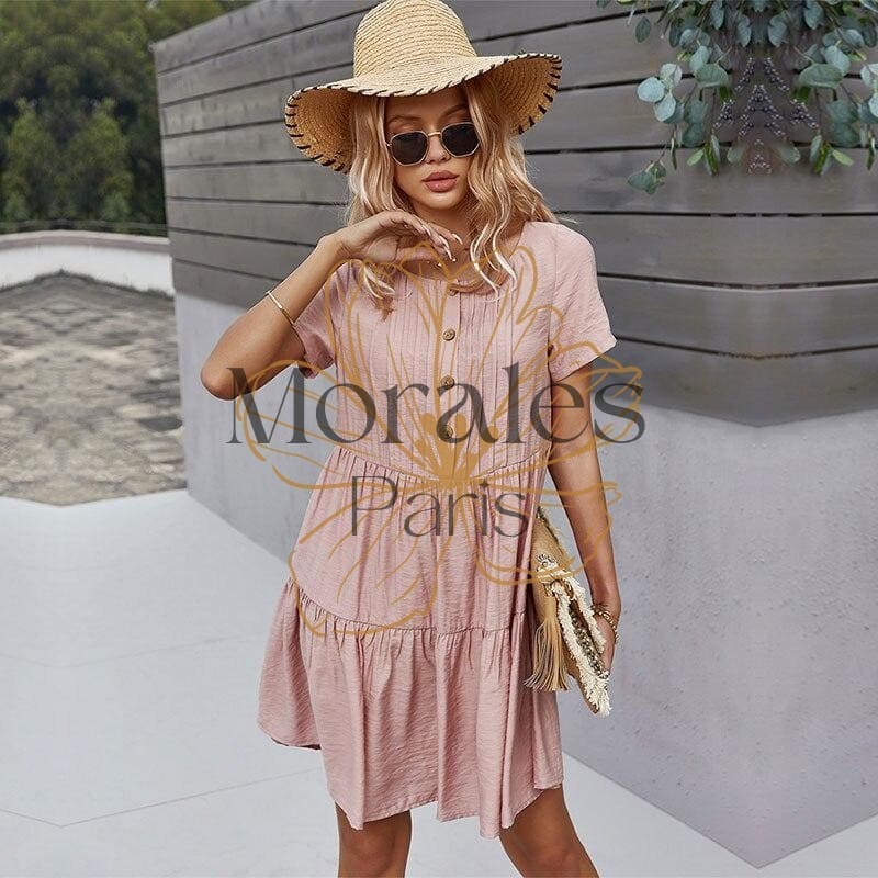 Robe Bohème Courte A Boutons – Image 3