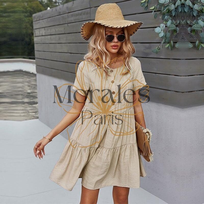 Robe Bohème Courte A Boutons – Image 9