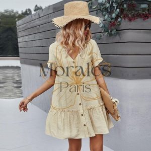 Robe Bohème Courte avec Col en V