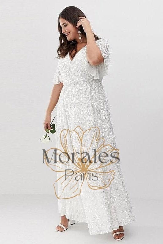 Robe Longue Bohème Blanche Grande Taille – Image 2