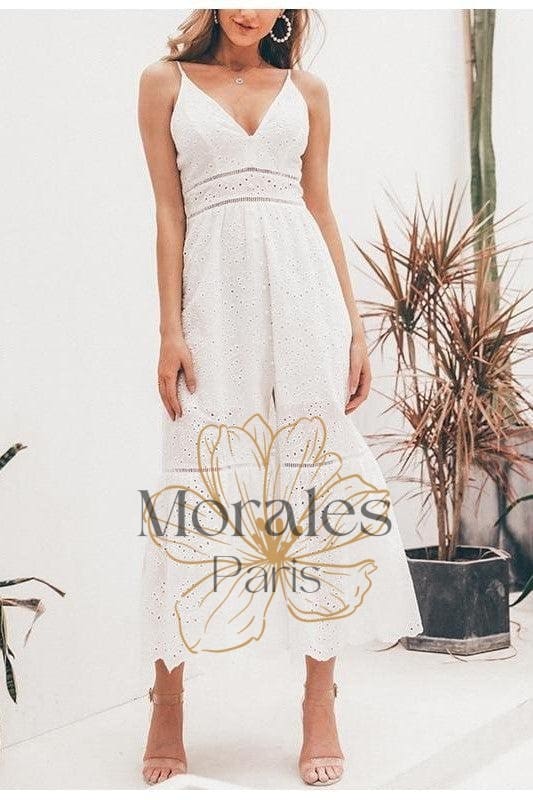 Robe Bohème Mariage Blanche en Dentelle – Image 2