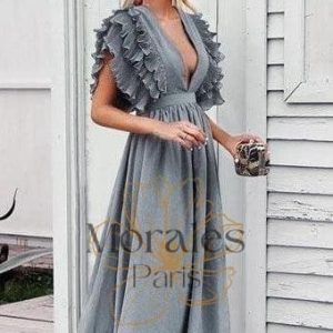 Robe Bohème Mariage Grise pour Invitée
