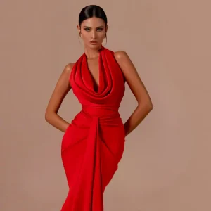 Robe Portefeuille Rouge Satin