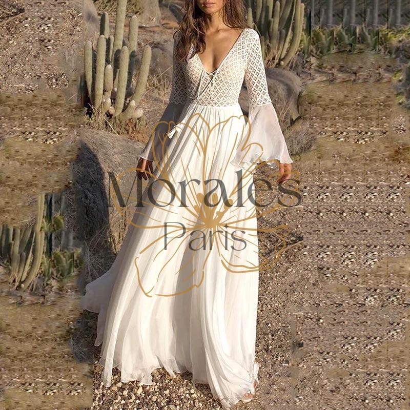 Robe blanche bohémienne
