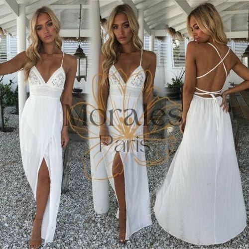 Robe blanche chic en dentelle florale – Image 5