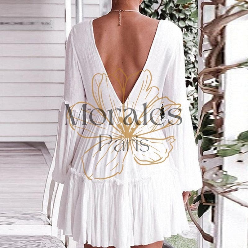 Robe blanche courte décolleté sexy – Image 5