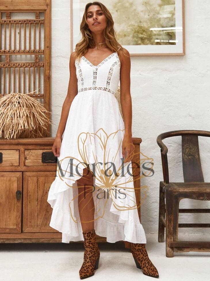 Robe blanche longue bohémienne vintage – Image 7