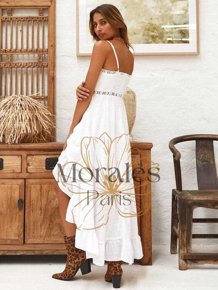 Robe blanche longue bohémienne vintage – Image 9