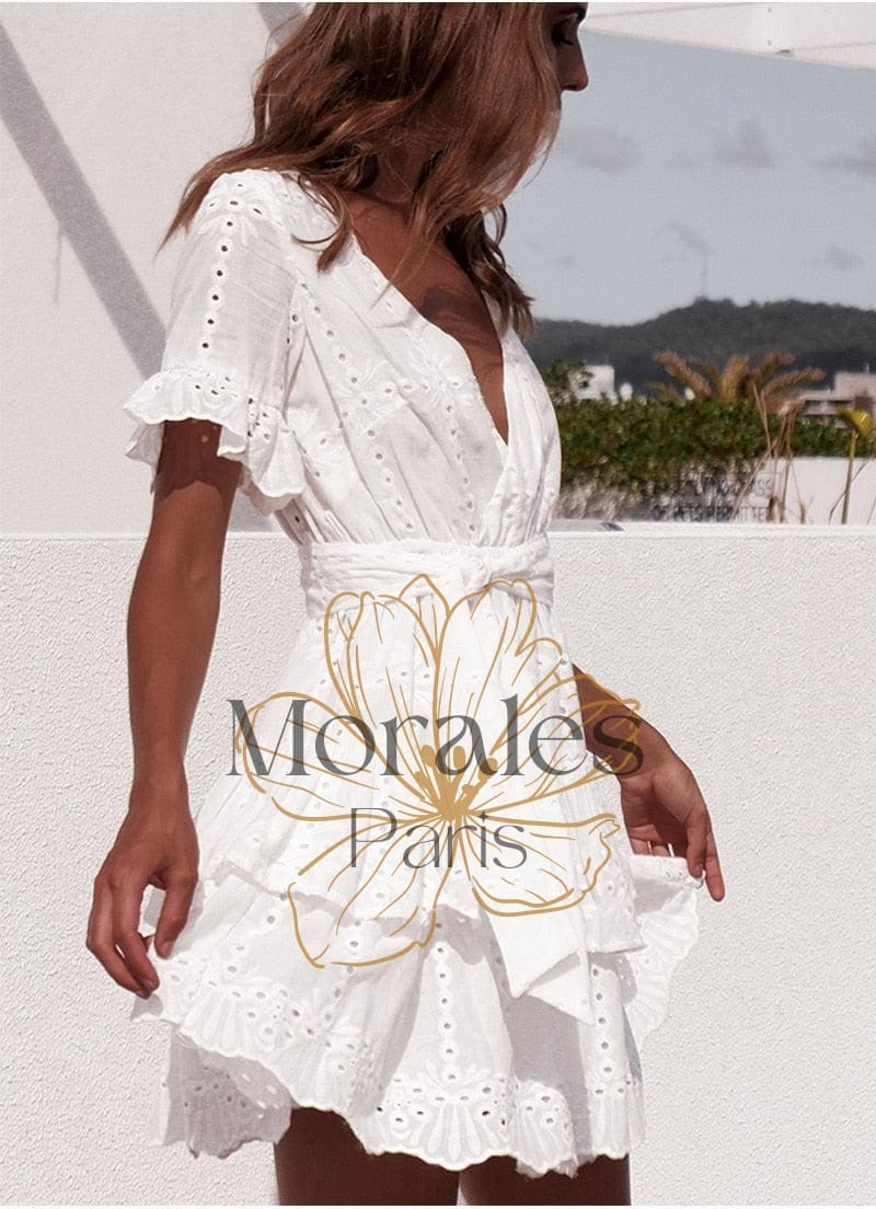 Robe bohème brodée en coton - Image 7