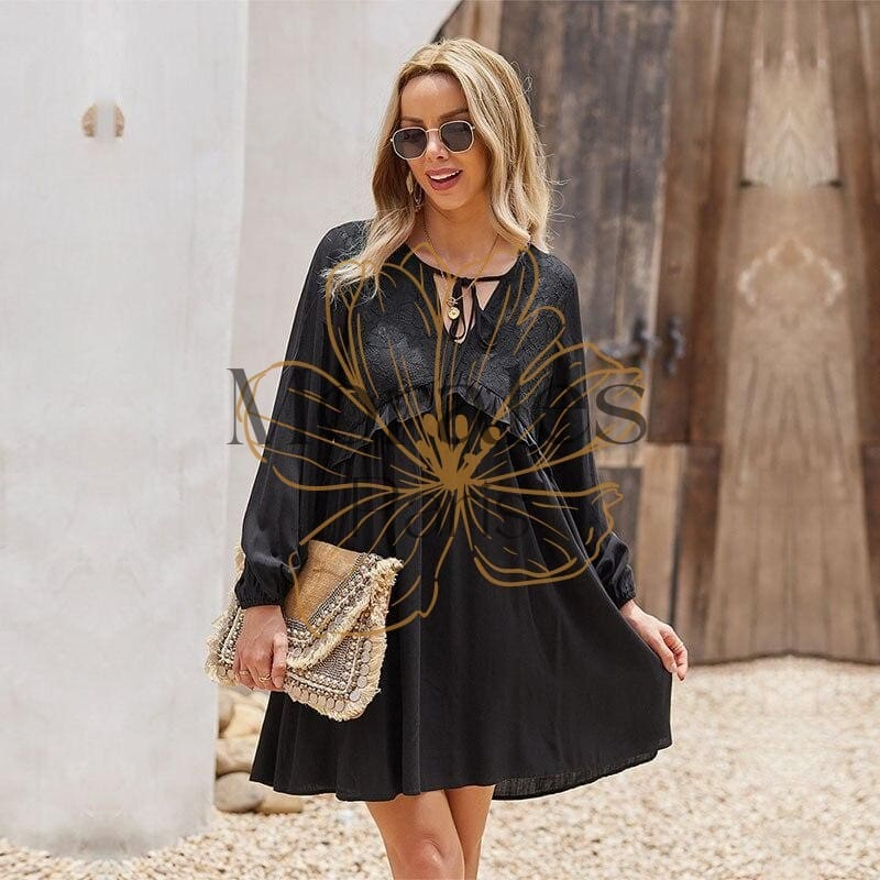 Robe bohème courte à volant – Image 8