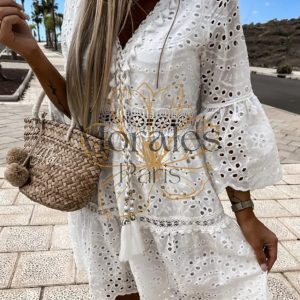 Robe bohémienne courte à manches évasées