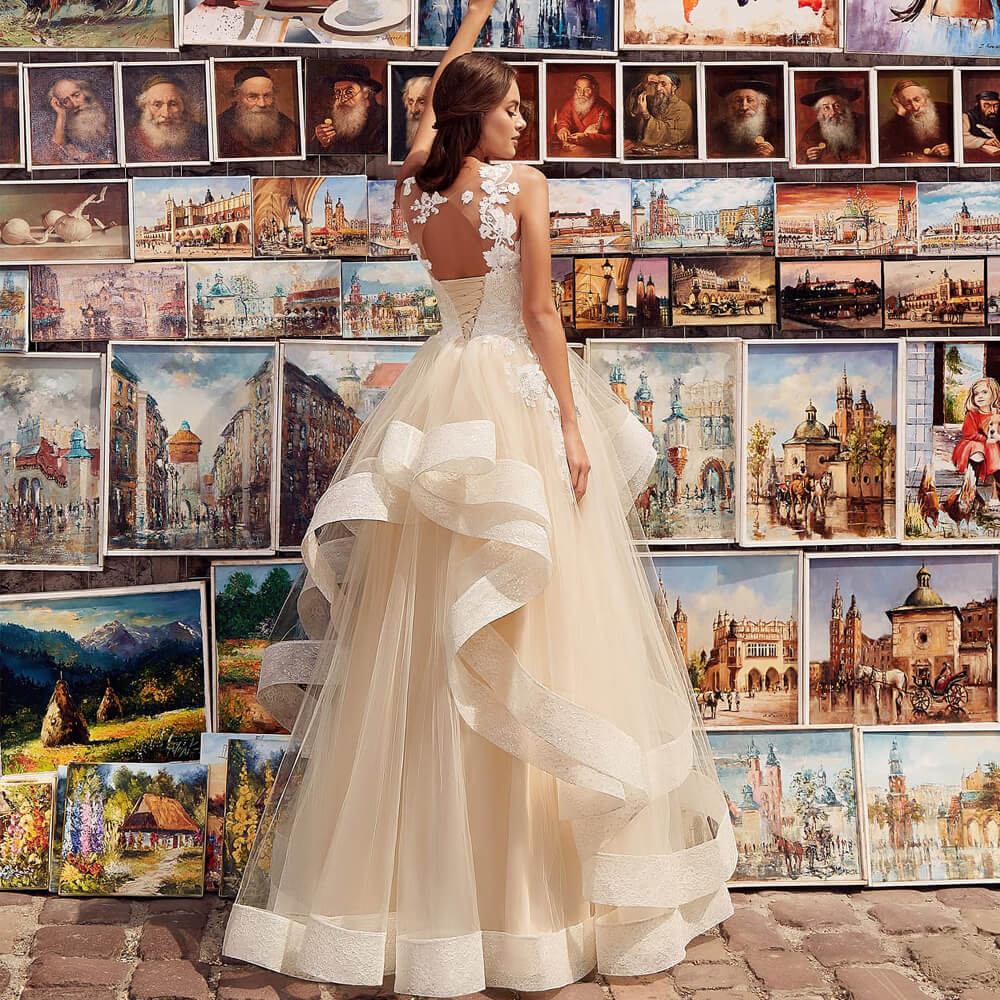 Robe de Mariée Princesse Couleur Champagne - Image 6